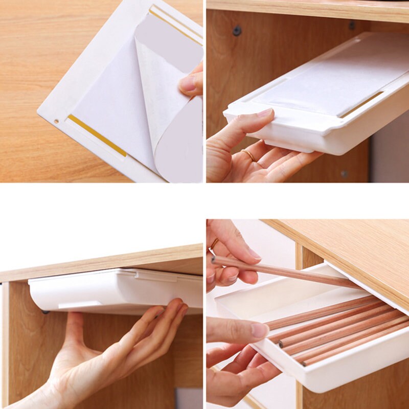 Hot Sale Self Stick Pencil Tray Under Desk Drawer Organizer Table Storage Box Hot Sale Self Stick Pencil Tray Under Desk Drawer Organizer Table Storage Box