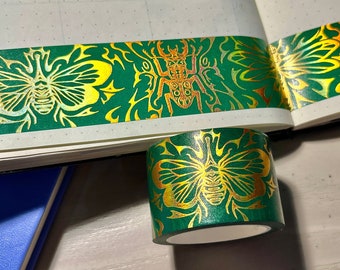 Gold Foiled Beetle and Dragonfly Washi Tape