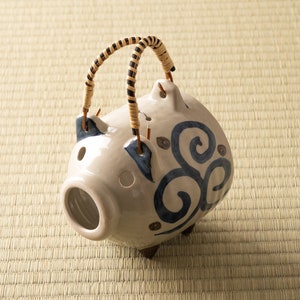 Mini mosquito coil holder / candle holder - baby pig - by Mino ware