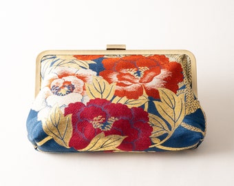 Handmade Gamaguchi Obi Bag by Matts / Japanese Kimono Bag with a Clasp / Japanese  Clutch bag / Handbag