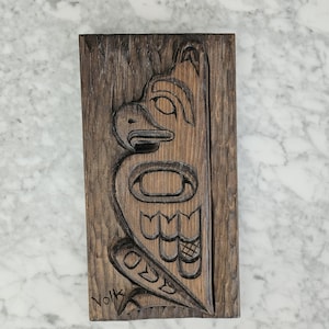 Pacific Northwest wood carving, Eagle, Thunderbird, signed, Native Art, First Nations art, Wall plaque, indigenous Art