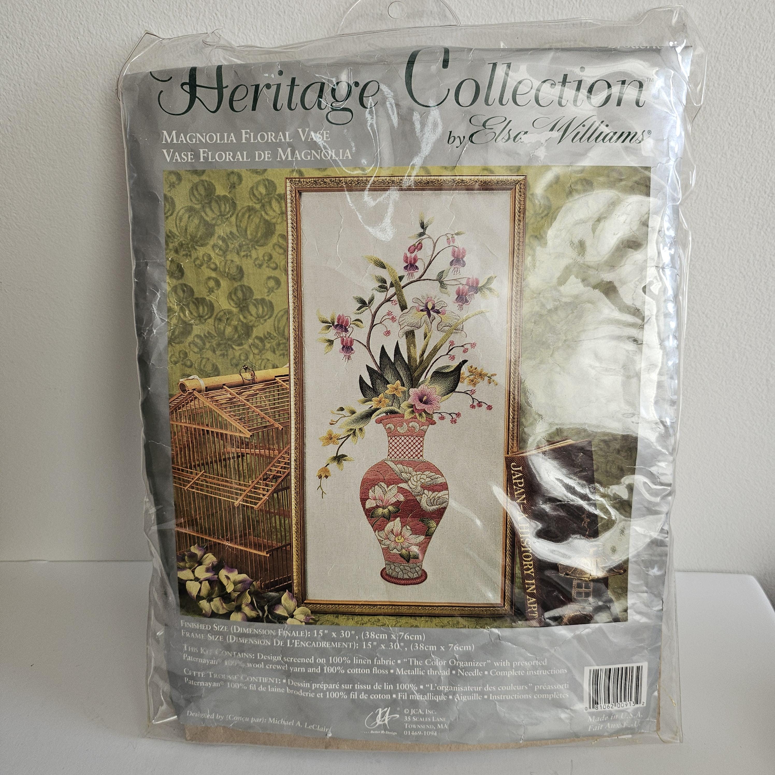 Kit De Broderie Elsa Williams – Vase Magnolia – Heritage Collection – Neuf