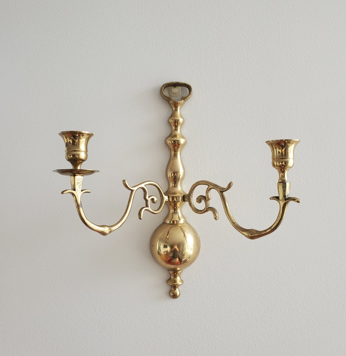 Vintage Brass Wall Candelabras 2 Arm Wall Sconce Wall Mounted Etsy