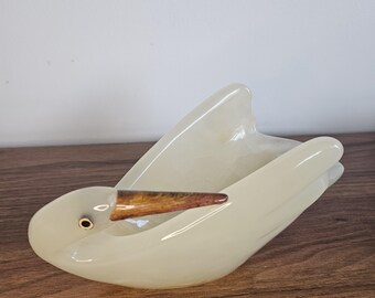 Onyx cigar ashtray, bird figurine, stone ashtray, swan figurine, stone duck figurine, carved marble figurine, Onyx duck, stone paperweight