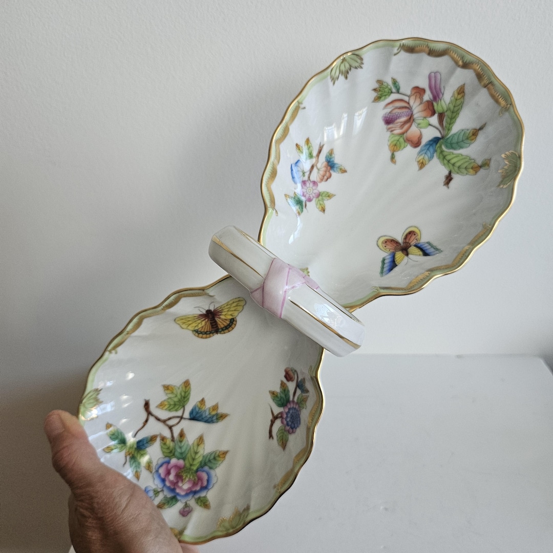 Vintage Herend Queen Victoria Divided Dish, Two Part, Relish