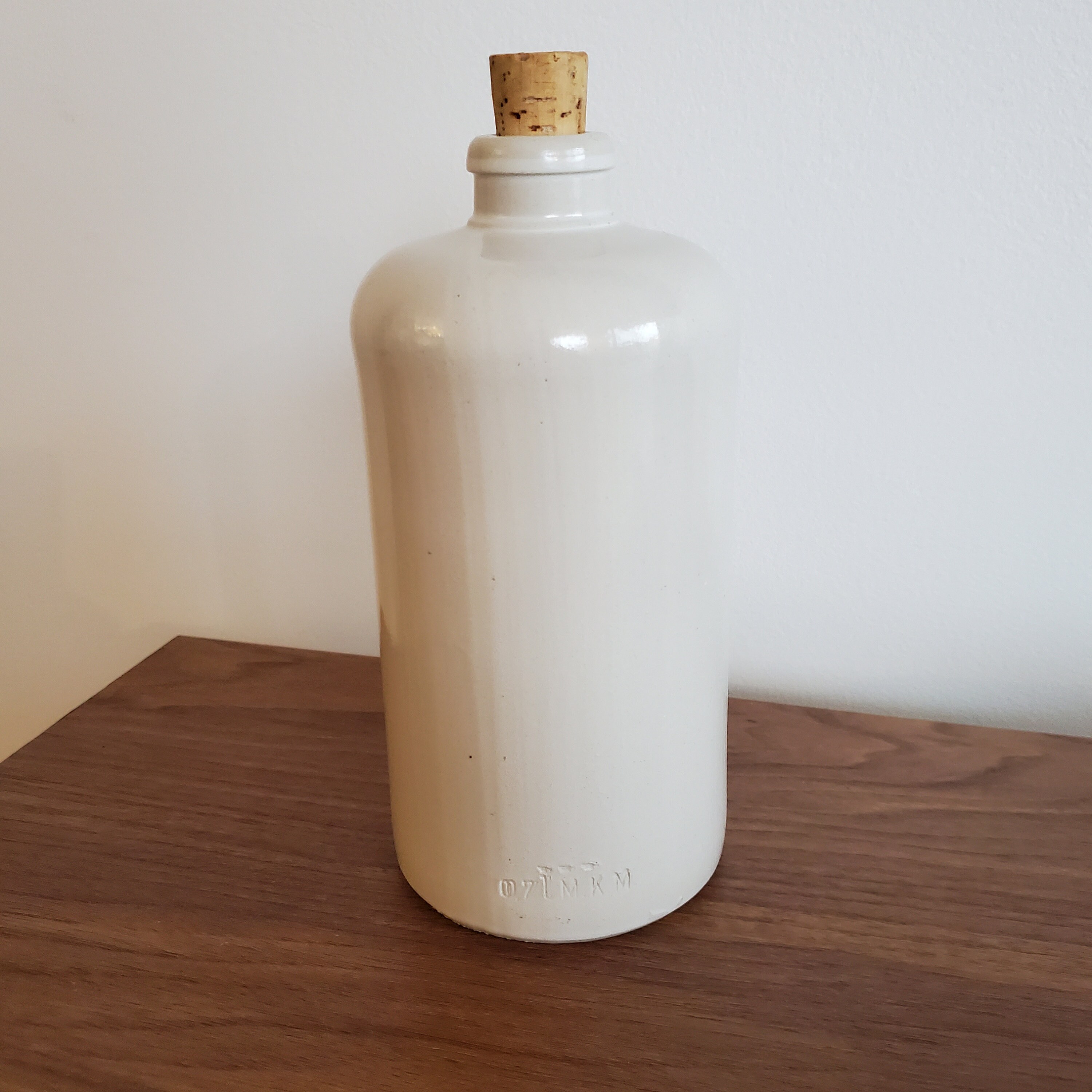 Vintage white glazed ceramic Bottle 0.7L earthenware bottle Etsy