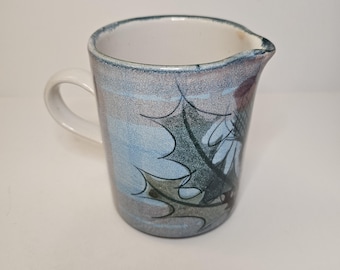 Vintage Tain Pottery Scotland creamer, Thistle & Tartan, Mini Pitcher, ceramic Creamer, hand painted ceramic