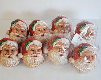 Santa Head Napkin Rings, Ceramic Santa Head, wooden napkin rings, Holiday table decor, Kemp and Beatley, vintage Christmas, vintage table