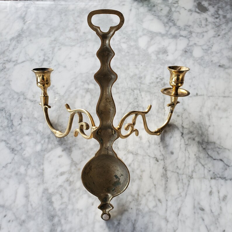 Vintage Brass Wall Candelabras 2 Arm Wall Sconce Wall Mounted Etsy