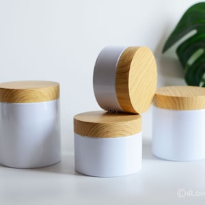 1-100 pezzi 5oz 7oz 8oz 120g 150g 250g Barattolo di crema bianco, contenitore cosmetico effetto legno, bottiglia di plastica per lozione per il corpo, burro, scrub, balsamo, all'ingrosso