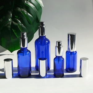 15ml 20ml 30ml 50ml 100ml Flaconi spray a nebbia fine Flaconi spray in vetro zaffiro argento Flaconi per profumo per imballaggio cosmetico Olio essenziale Profumazione