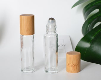 3/500px 10ml Natural Bamboo Wooden Glass Roller Bottles, Essential Oil Roller Bottles, Steel roller-ball, Fragrance Perfume Roller Bottles