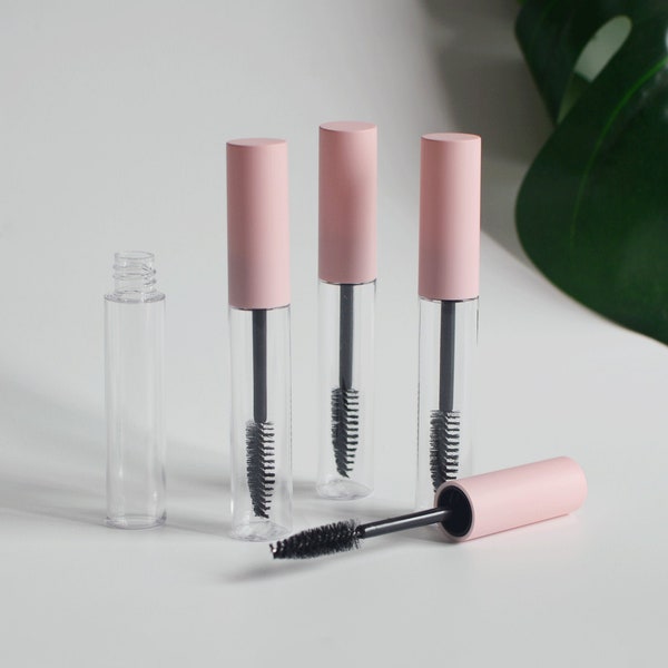 10ml Empty Pink Eyelash Tube with Wand, Mascara Plastic Serum Brush Vials, Essential Oil Cosmetic Container for Eyes Beauty Care Wholesale
