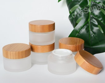 50 szt. 50 g 50 ml Naturalny bambusowy drewniany pusty szklany słoik na krem, butelki podróżne DIY Beauty, 15-25 dni