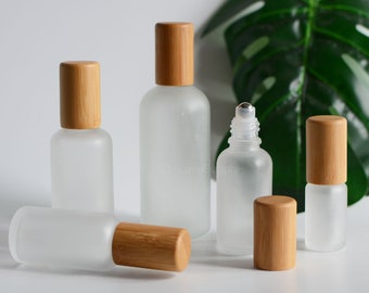 1-200 piezas de 15 ml, 30 ml, 50 ml, 100 ml, botella con rodillo de vidrio esmerilado de bambú natural ecológico para aceites esenciales, botella con rodillo para aceites de spa, venta al por mayor