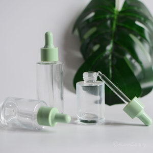 1-200pcs 20ml 30ml 50ml 60ml 80ml 100ml Clear Glass Green Dropper Bottle, Cosmetic Skin Care Essential Oil Serum Pipette Bottle, Wholesale