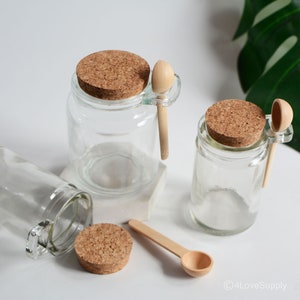 100ml 250ml Clear Glass Beauty Bath Salt Jar Container, Natural Wooden Spoon Salt Jar, Wholesale