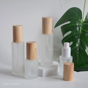 30ml-120ml Bamboo Wooden Printing Look Frosted Glass Spray Bottle, Cosmetic Skin Care Makeup Essential Oil Spray Bottle Container, Wholesale