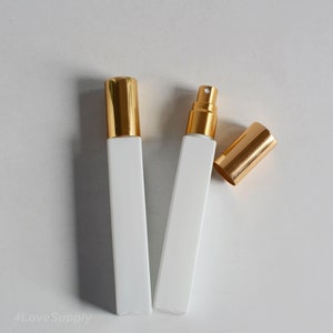 1/200 piezas de 10 ml de botellas de spray de niebla fina de vidrio vacías con boquilla dorada, botella de spray de perfume cuadrada negra mate, portátil para viajes, pedido al por mayor