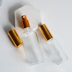 1-200pcs Clear Glass Gold Mist Spray Bottles With Pipe 15ml-100ml Essential Oil Container Room Body Travel Portable Fragrance Bulk
