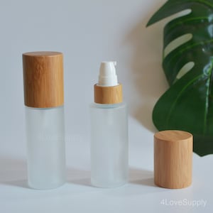 30ml 50ml 100ml 120ml 150ml Natural Bamboo Wooden Frosted Glass Lotion Serum Bottles, Facial Treatment Bottle, Cosmetic Travel Bottles, Bulk