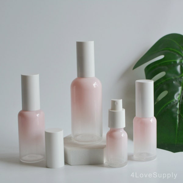 1-200pcs 30ml 50ml Gradient Pink Glass Fine Mist Spray Bottle, Empty Perfume Fragrance Room Spray Bottle, DIY Cosmetic Packaging, Bulk Order