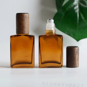 1-200pcs 30ml  Eco Natural Bamboo Square Brown Glass,Black Bamboo Essential Oil Roller Bottle, SPA Oil Roll on Bottle, Wholesale