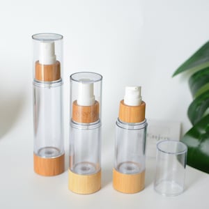 10/200pcs Empty Airless Bottles Natural Bamboo Wooden Container, 20ml 30ml 50ml, DIY Face Cream Lotion Cosmetic Packaging Container