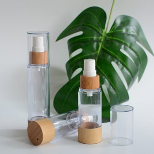 30ml 50ml 120ml Natural Bamboo Airless Fine Mist Spray Bottles, Essetial Oil Spray Bottles, DIY Cosmetic Packaging, Wholesale, Bulk