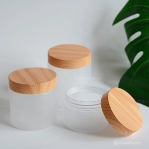 1pc-200pcs 5oz 7oz 8oz PET Plastic Cream Jar Container, Woodgrain, Light Weight, Cosmetic Self Care Body Butter Scrub Bottle, Wholesale