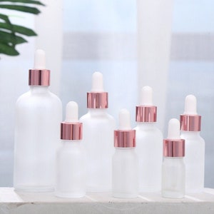 10pcs/200pcs 20ml 30ml 50ml  Frosted Glass Dropper Bottle with Rose Gold Cap, Essential Oil Dropper Bottle, DIY Cosmetic Packaging Contanier