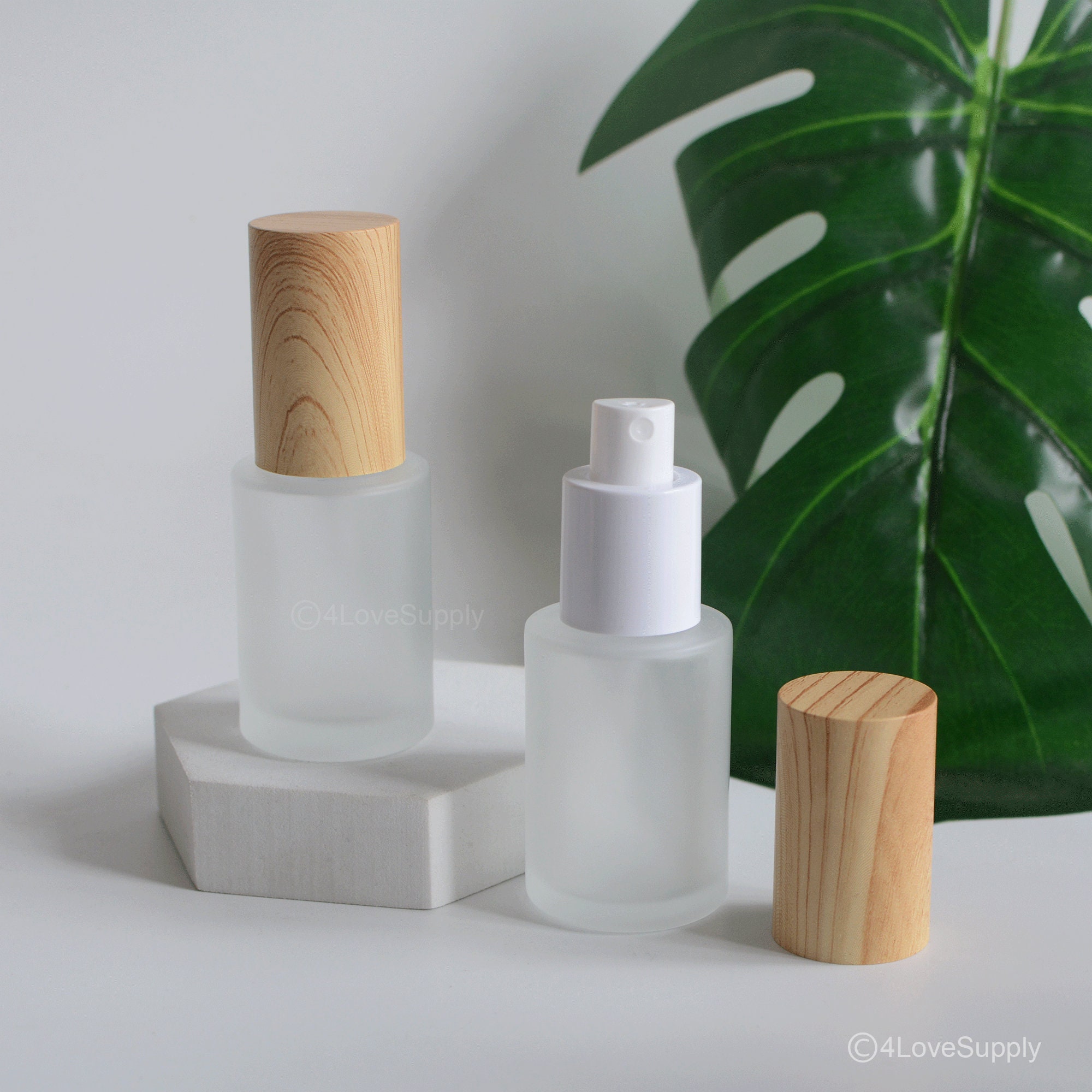 30ml-120ml Bamboo Wooden Printing Look Frosted Glass Spray