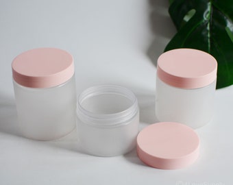 1-200pcs 5oz 7oz 8oz Matte Frosted Pink Cream Jar Container, Cute Plastic Body Butter Scrub Bath Salt Balm Oil Bottle, Wholesale