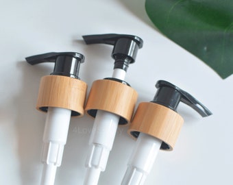 1-200 stuks 24 mm 24/410 zwarte lotiondispenser pomptop, shampoodispenser top, natuurlijk bamboehout, vervangende pompkop, groothandel