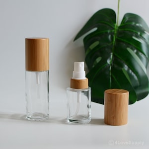 1-100pcs Natural Bamboo Wood Clear Glass Spray Bottles, Glass Toner Essential Oil Spray Bottles, Wholesale