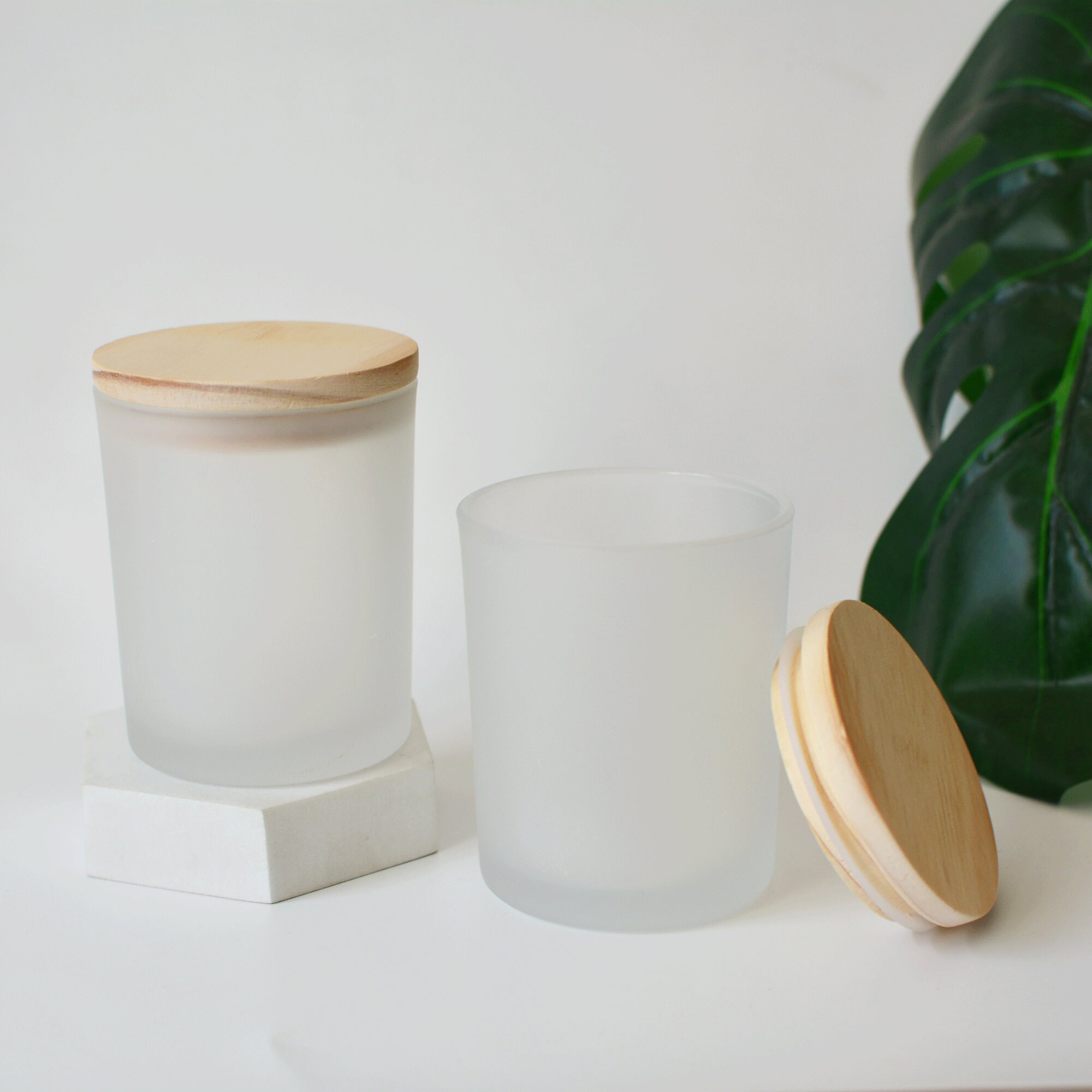 Wholesale Price Frosted Glass Candle Container Decor Wooden Etsy