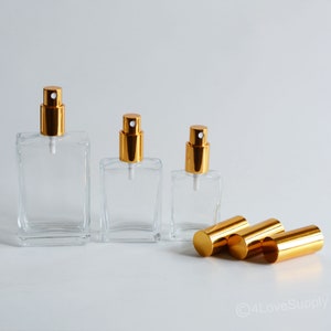 1-200pcs 30ml 50ml 100ml Fine Mist Spray Square Transparent Glass Light Gold Sprayer Body Fragrance Travel Portable Perfume Bottle Wholesale