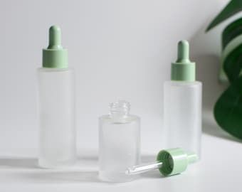 1-200pcs 30ml 50ml 60ml 80ml 100ml Cosmetic Flat Frosted Glass Essential Oil Dropper Bottles, Skincare Hair Herb Serum Oil Packaging