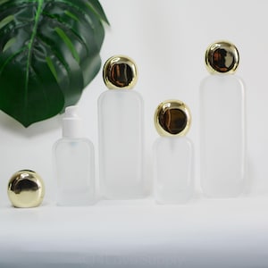 30ml 50ml 100ml 120ml Luxury Serum Lotion Pump Bottle Gold Cap Square Glass Bottle For Thick Essential Oil Container Facial Cream Skin Care