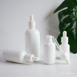 1-200pcs 15ml 30ml 50ml 100ml White Porcelain Glass Dropper Bottle for Essential Serum Oil, Skin Care Cosmetic Pipette Bottle, Wholesale