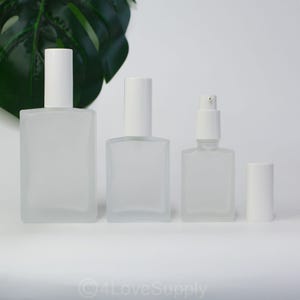 30ml 50ml 100ml Serum Lotion Pump Bottle,Square Frosted Glass White Pump,Empty For Cosmetic Cotainer Custom Logo On Bottles Wholesale/Sample