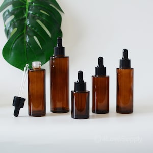 20ml 30ml 50ml 60ml 80ml 100ml Dropper Amber Glass Cylinder Flat Shoulder Bottle Clear Glass Dropper Bottle Essential Oil Bottle Wholesale