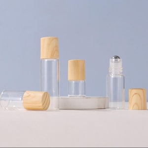 2026 New Roller Tubes 100pcs-500pcs 1ml 2ml 3ml 5ml Mini Vial Sample Glass Roller Bottle, Wood Grain Essential Oil Roller Bottles, Wholesale
