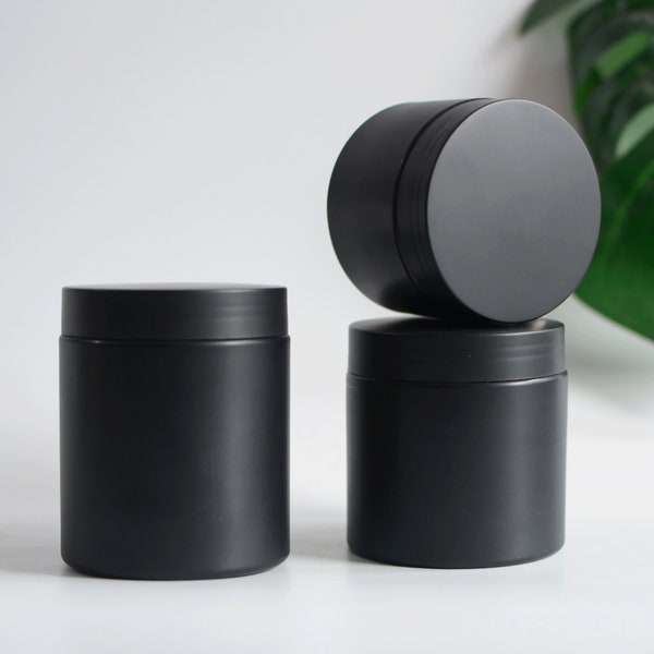 1-200pcs 5oz 7oz 8oz Empty PET Frosted Black Cosmetic Cream Jar Container With Black Lid Body Butter Hair Mask Bulk Order