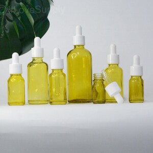 5ml-100ml Cosmetic Dropper Bottle,Oliver Green Clear Glass White Cap Essential Oil Dropper For Hair Oil Skin Care Cosmetic Packaging Bulk