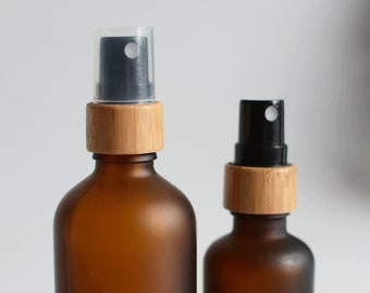 15ml 30ml 50ml 100ml Glaspulversprayflaska Frostat Amber Glas Naturligt Bambu Munstycke Rumsdoft Parfym Glasförstärkare Storbeställning