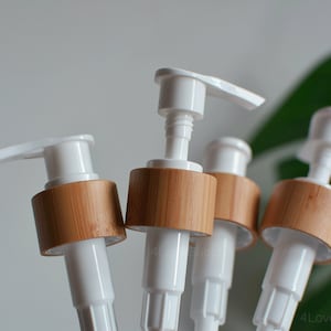 1-200pcs 24mm 24/410 Size Natural Bamboo Wooden Shampoo Soap Lotion Dispenser Pump, Natural Bamboo Top, Body Soap Dispenser Top, Bulk Order