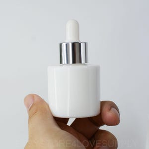 30ml 1oz Empty Luxury White Porcelain With Light Silver Glass Dropper Bottles