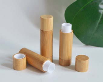 3/200pcs 5g Tubes de rouge à lèvres en bois de bambou naturel, emballage vide cosmétique, conteneurs de bricolage de beauté en gros, tubes de baume à lèvres parfumés en vrac