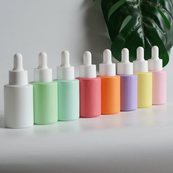 1-200pcs 30ml1oz Dropper Bottle Red/Yellow/Blue/Pink/Purple/Green/Orange/White Matte White Cap,Rubber Skin Care Cosmetic Packaging Wholesale